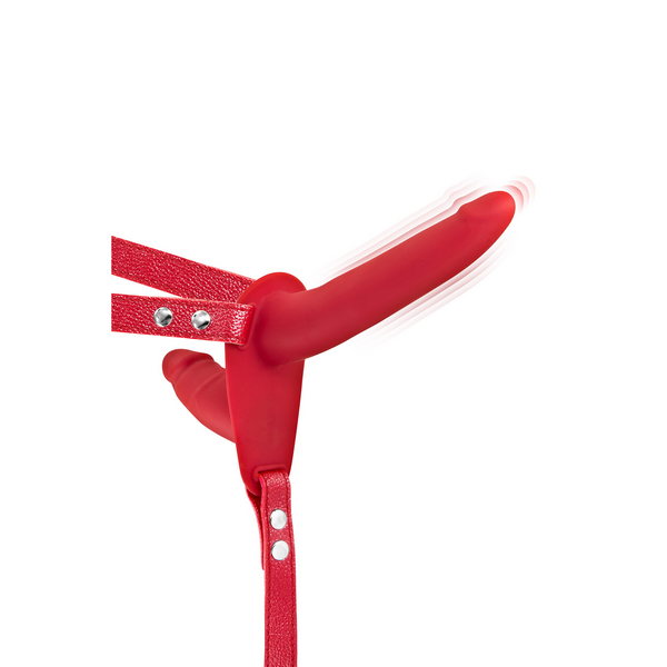 Strap-on Double strap vibro red